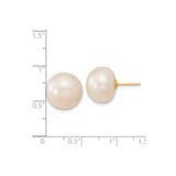 14k Yellow Gold Stud Earrings with Cultured White Pearls, Classic Everyday Style for Women