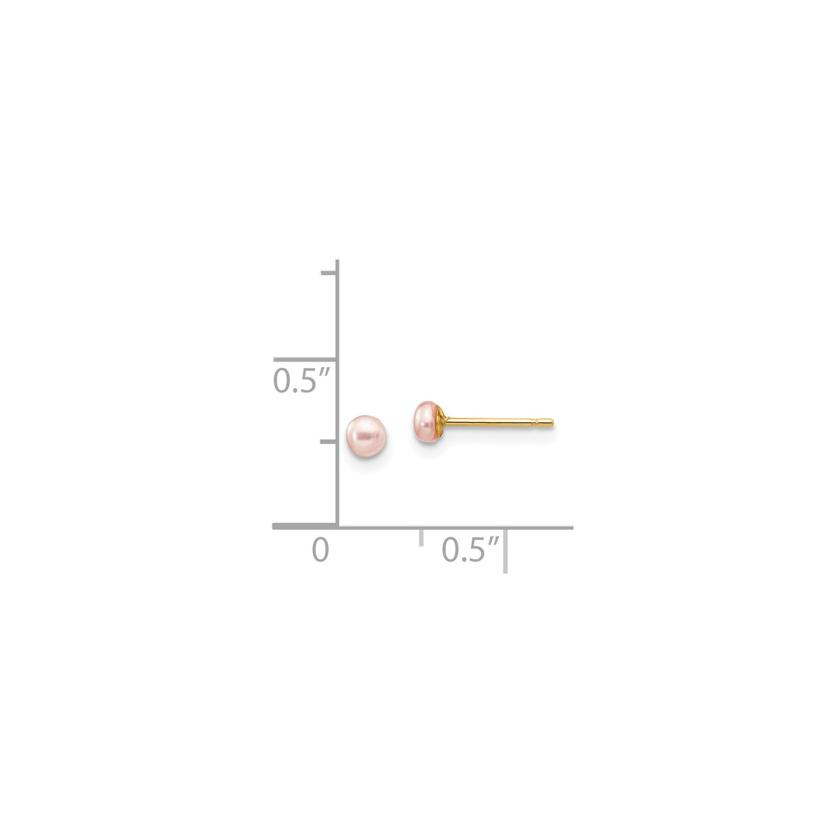 14k Yellow Gold Stud Earrings with Round Pink Freshwater Pearls for Women