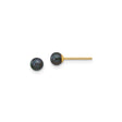 14k Yellow Gold Stud Earrings with Black Pearls, Minimalist Round Design for Women