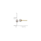 14k Yellow Gold Stud Earrings with White Pearls, Classic Minimalist Design for Women