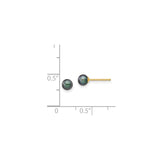 14k Yellow Gold Stud Earrings with Black Cultured Freshwater Pearls, Minimalist Design for Women