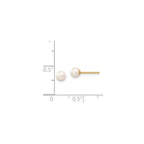 14k Yellow Gold Stud Earrings with Cultured White Pearls, Classic Minimalist Style for Women