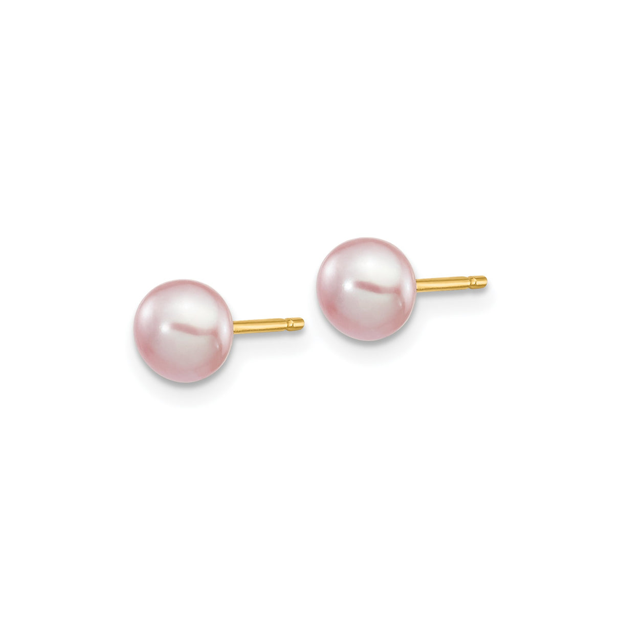 14k Yellow Gold Stud Earrings with Pink Freshwater Cultured Pearls, 7mm Button Style