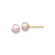 14k Yellow Gold Stud Earrings with Pink Freshwater Cultured Pearls, 7mm Button Style