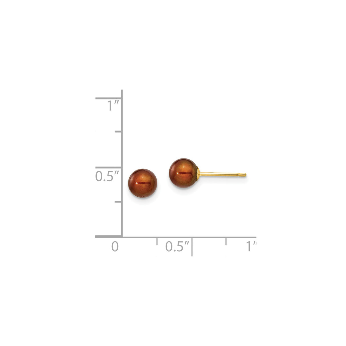 14k Yellow Gold Pearl Stud Earrings, Round Minimalist Design for Women