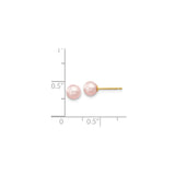 14k Yellow Gold Pearl Stud Earrings, Pink Cultured Pearls, Classic Womens Jewelry