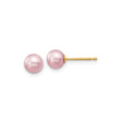 14k Yellow Gold Pearl Stud Earrings, Pink Cultured Pearls, Classic Womens Jewelry