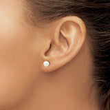 14k Yellow Gold Pearl Stud Earrings with Round White Cultured Pearls for Women