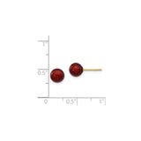 14k Yellow Gold Stud Earrings with Smooth Round Cultured Brown Pearls, Classic Minimal Style