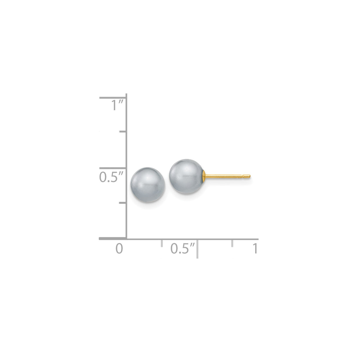 14k Yellow Gold Stud Earrings with Round White Cultured Pearls, Classic Minimalist Style