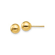 14k Yellow Gold Ball Stud Earrings, Polished Round Minimalist Design for Women