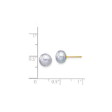 14k Yellow Gold Stud Earrings with Round Cultured Pearls, Classic Womens Jewelry
