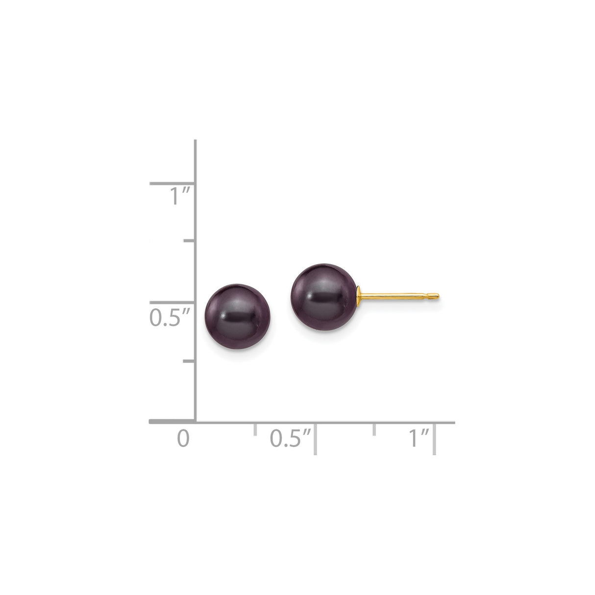 14k Yellow Gold Pearl Stud Earrings, Black Cultured Pearls, Classic Minimalist Style for Women