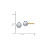 14k Yellow Gold Stud Earrings with Round White Cultured Pearls, Classic Bridal Jewelry