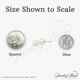 14k Yellow Gold Pearl Stud Earrings, Classic White Cultured Pearls, Minimalist Style for Women