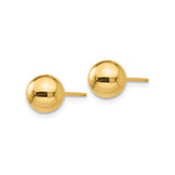 14k Yellow Gold Stud Earrings, Classic Smooth Polished Ball Design for Women