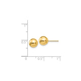 14k Yellow Gold Stud Earrings, Classic Smooth Polished Ball Design for Women