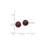 14k Yellow Gold Stud Earrings with Chocolate Brown Freshwater Pearls, Classic Round Design
