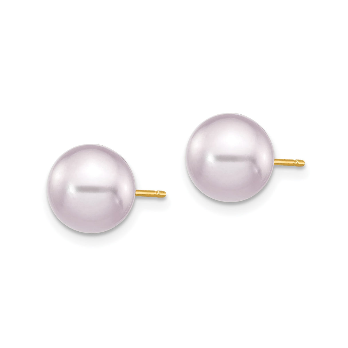 14k Yellow Gold Stud Earrings with Round Pink Cultured Pearls, Classic Minimalist Design