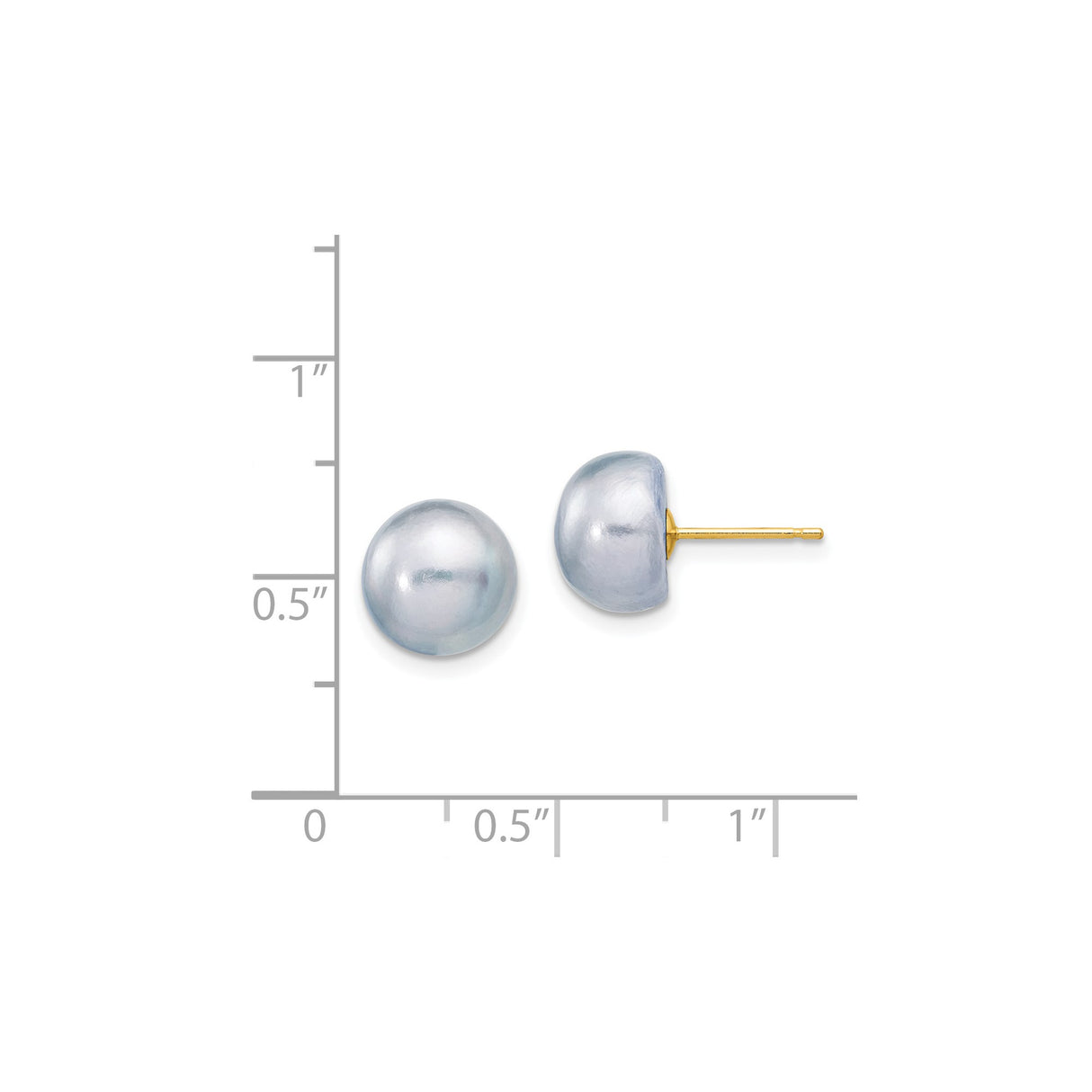 14k Yellow Gold Stud Earrings with Pearl, Polished Dome Fronts, Minimalist Design for Women