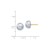 14k Yellow Gold Stud Earrings with Pearl, Polished Dome Fronts, Minimalist Design for Women