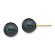 14k Yellow Gold Stud Earrings with Black Cultured Pearls, Minimalist Style for Women