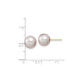 14k Yellow Gold Stud Earrings with Pink Freshwater Pearls, Minimalist Design for Women