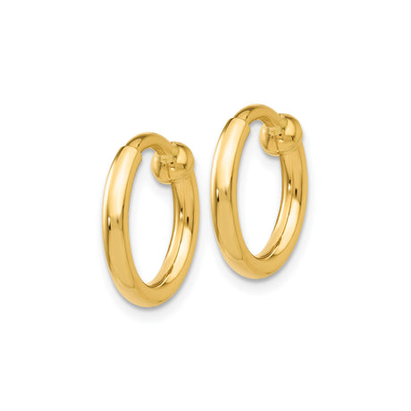 14K Yellow Gold Classic Round Hoop Earrings Unisex Polished