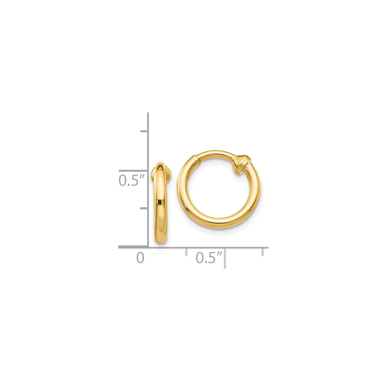 14k Yellow Gold Hoop Earrings, Classic Round Tube with Polished Finish, Unisex Jewelry
