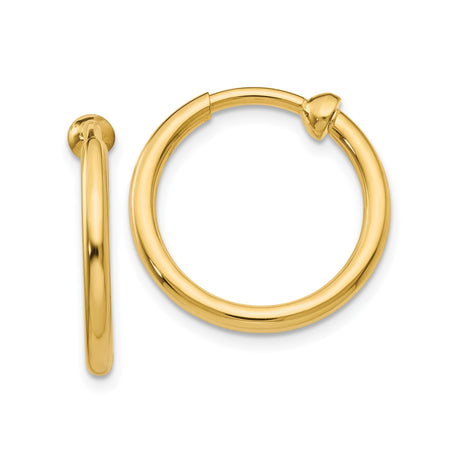 14k Yellow Gold Hoop Earrings for Women - Classic Round Hoops with Timeless Design, Simple Lightweight Medium Hoops for Daily Wear, Real Gold Fine Jewelry for Casual or Formal Pierced Ears
