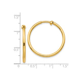14K Yellow Gold Hoop Earrings Clip On Minimalist Polished