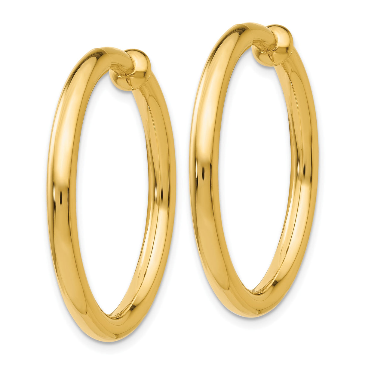 14K Yellow Gold Hoop Earrings Minimalist Circular Design