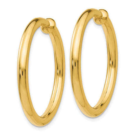 14K Yellow Gold Hoop Earrings Minimalist Circular Design