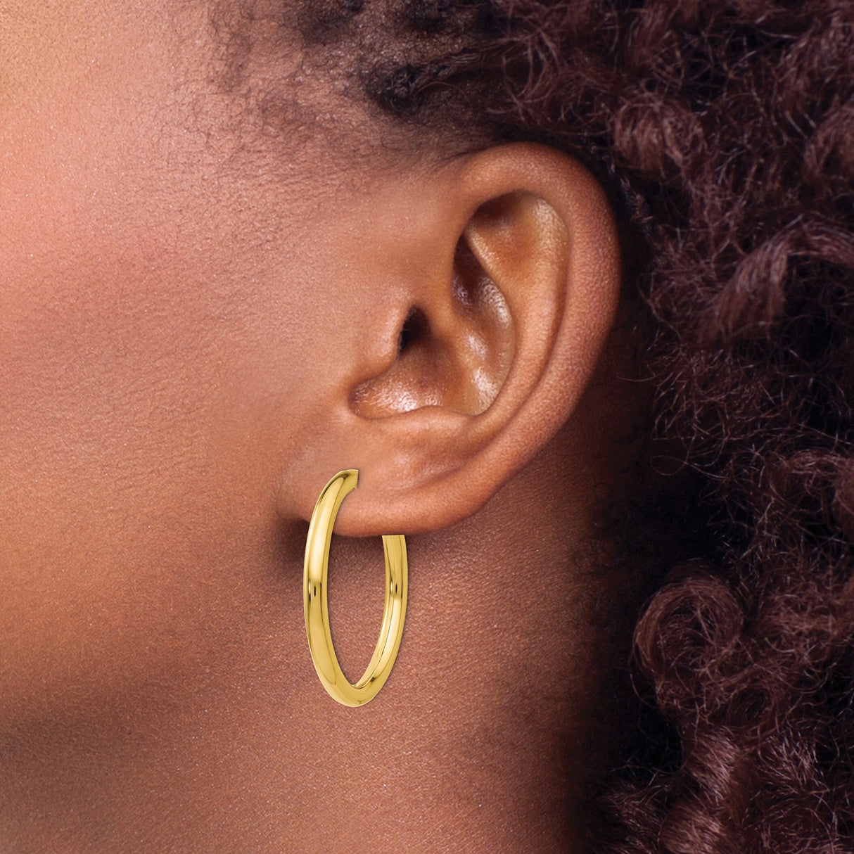 14K Yellow Gold Hoop Earrings Minimalist Circular Design