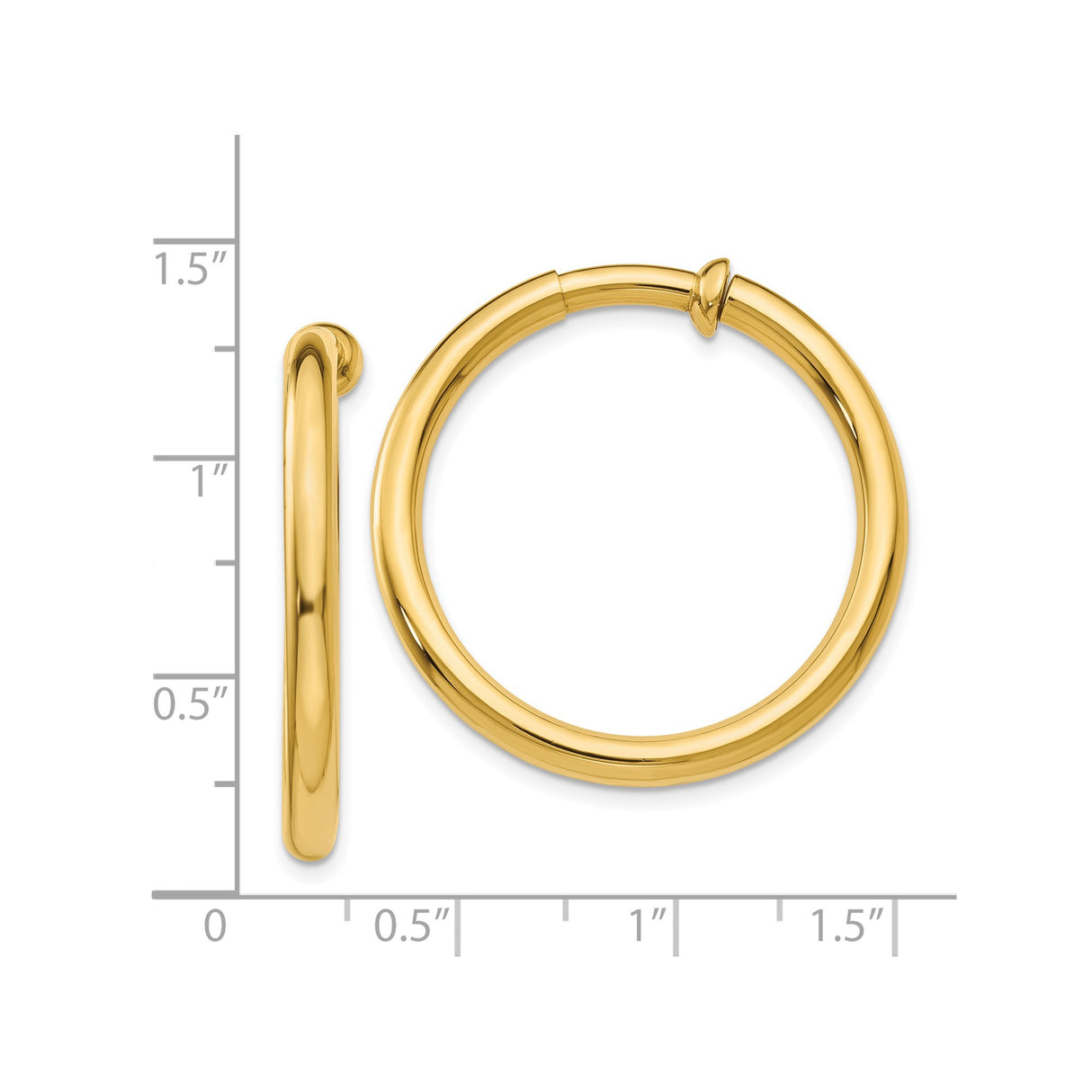 14K Yellow Gold Hoop Earrings Minimalist Circular Design