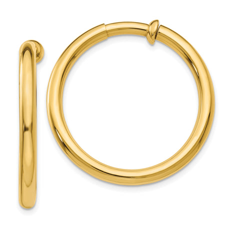 14k Yellow Gold Hoop Earrings for Women and Unisex Wear, Classic Polished Finish with Minimalist Circular Design, Lightweight Fine Jewelry for Everyday or Elegant Fashion, Real Versatile Gold Hoops