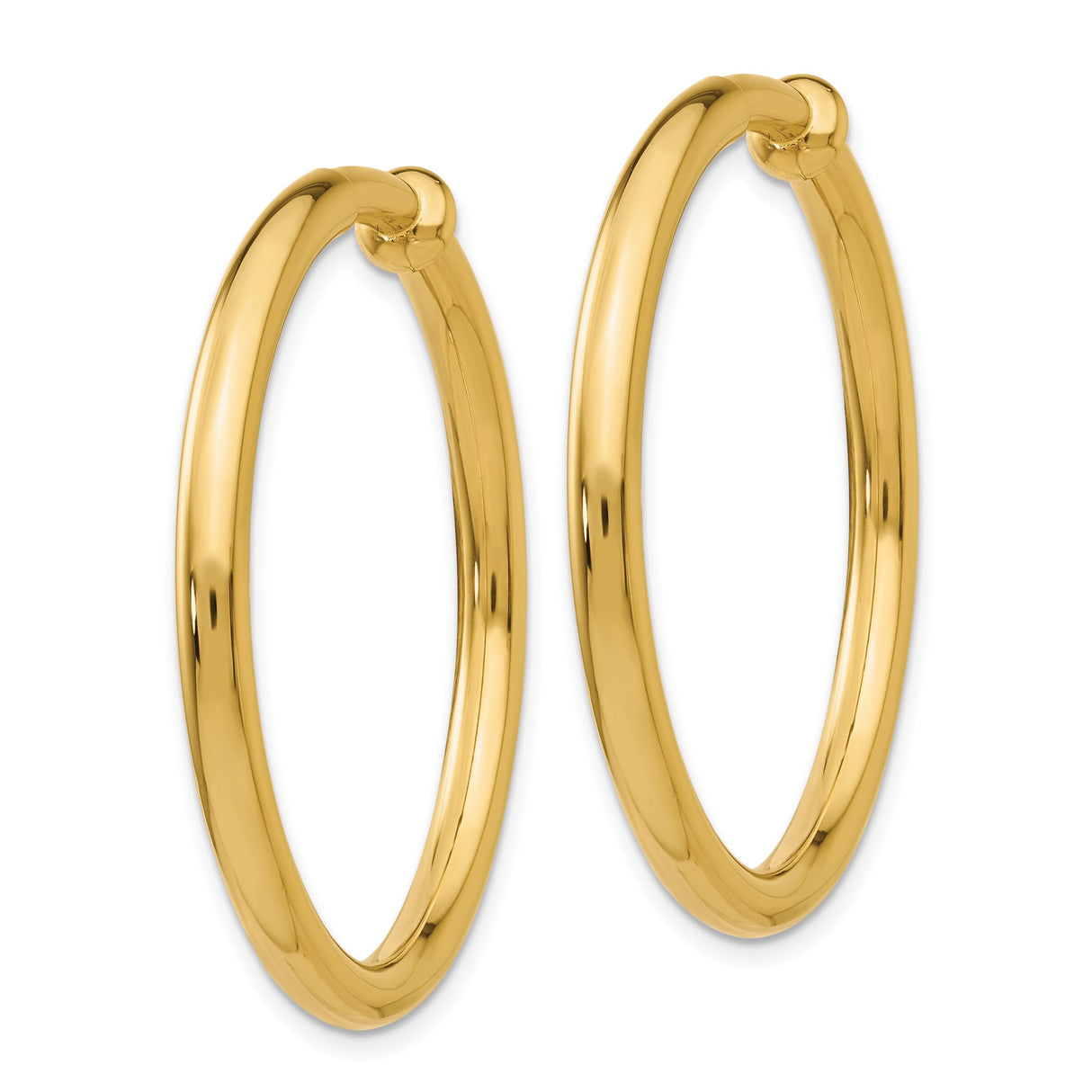 14K Yellow Gold Hoop Earrings Clip On Lightweight Everyday