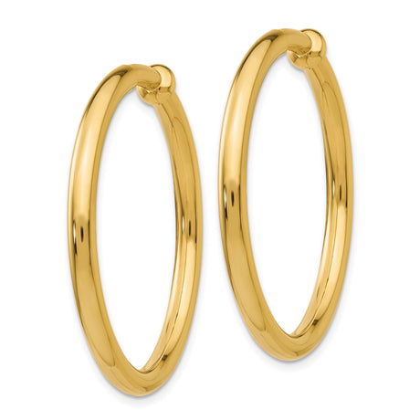 14K Yellow Gold Hoop Earrings Clip On Lightweight Everyday