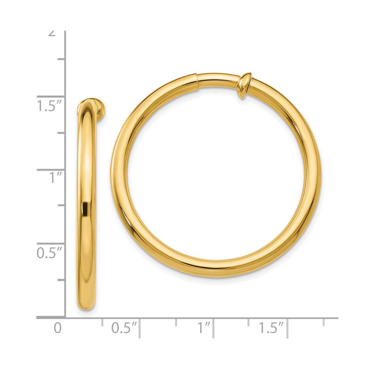 14K Yellow Gold Hoop Earrings Clip On Lightweight Everyday