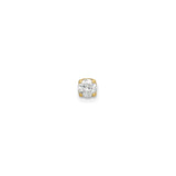 14k Yellow Gold Single Stud Earring with Round Cut Diamond in Four Prong Setting