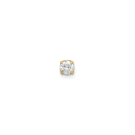 14k Yellow Gold Single Stud Earring with Round Cut Diamond in Four Prong Setting