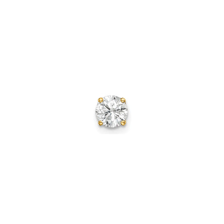 14k Yellow Gold Solitaire Stud Earring with Round Diamond in Four-Prong Setting