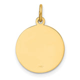 Our Lady of Perpetual Help Pray For Us Words Round Charm Pendant in Real 14k Yellow Gold