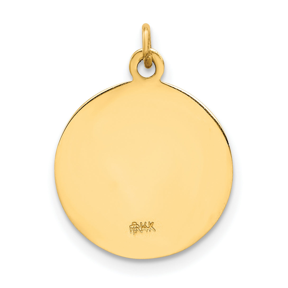 Solid Caridad Del Cobre Words Round Charm Pendant in Real 14k Yellow Gold