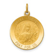 Saint Theresa Pray For Us Words Round Medal Charm Pendant in Real 14k Yellow Gold