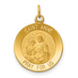 Saint Anne Pray For Us Words Round Medal Charm Pendant in Real 14k Yellow Gold