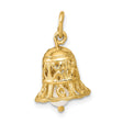 14k Yellow Gold Bell Charm Pendant with Pearl, Openwork Christian-Inspired Design for Women