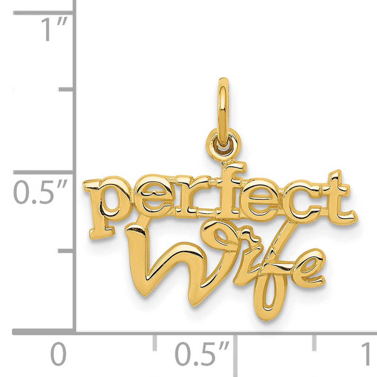 Perfect Wife Stacked Words Charm Pendant in Real 14k Yellow Gold