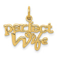 Perfect Wife Stacked Words Charm Pendant in Real 14k Yellow Gold