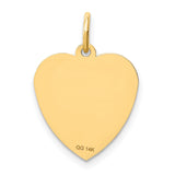 On Graduation Day Words on Heart Charm Pendant in Real 14k Yellow Gold